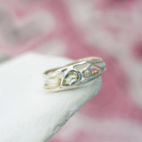 Teardrop Green Amethyst and Pearl Silver Ring