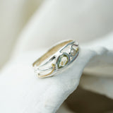 Teardrop Green Amethyst and Pearl Silver Ring
