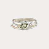 Teardrop Green Amethyst and Pearl Silver Ring