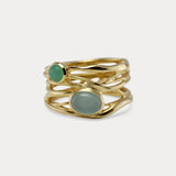 Aqua Chalcedony and Chrysoprase Gold Vermeil Statement Ring