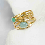 Aqua Chalcedony and Chrysoprase Gold Vermeil Statement Ring