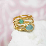 Aqua Chalcedony and Chrysoprase Gold Vermeil Statement Ring