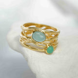 Aqua Chalcedony and Chrysoprase Gold Vermeil Statement Ring
