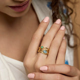 Aqua Chalcedony and Chrysoprase Gold Vermeil Statement Ring