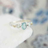 Aqua Chalcedony and White Opal Ring