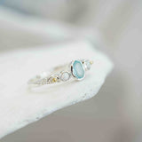 Aqua Chalcedony and White Opal Ring