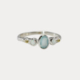 Aqua Chalcedony and White Opal Ring