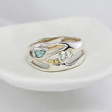 Blue and White Topaz Sterling Silver Ring