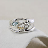 Blue and White Topaz Sterling Silver Ring