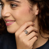 Blue and White Topaz Sterling Silver Ring