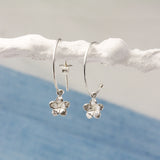 Sterling Silver Hoop Earrings with Flower Charm