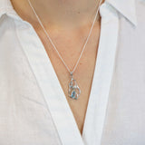 Blue Topaz and Pearl Molten Pendant and Earrings Set