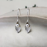 Calla Lily Sterling Silver and Pearl Pendant and Earrings