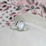 Sterling Silver Rainbow Moonstone Wave Ring