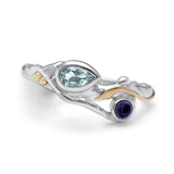 Dainty Iolite and Blue Topaz Ring