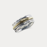 Organic Brass and Sterling Silver Spinner Ring