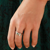 Sterling Silver Pearl and Emerald Ring