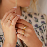 Emerald and White Opal Gold Ring