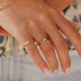 Smoky Quartz, Green Amethyst and Pearl Gold Ring