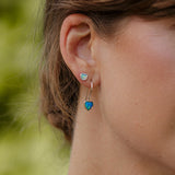 Sterling Silver Blue Fire Opal Heart Earrings