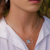 Handmade Spiral Blue Fire Opal Necklace