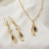 Blue Sapphire 18KT Gold Vermeil Pendant and Earrings Set