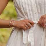 Dainty Pearl and Blue Topaz Ring