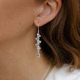 Rainbow Moonstone and Aqua Chalcedony Drop Earrings