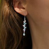 Rainbow Moonstone and Aqua Chalcedony Drop Earrings