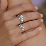 Dainty Pearl and Blue Topaz Ring
