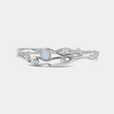 Silver Bangle Decorated with Flawless Moonstone