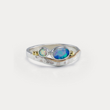White and Blue Dainty Opal Ring