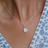 Handmade Rainbow Moonstone Droplet Pendant Necklace