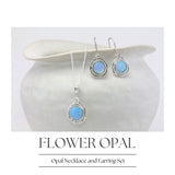 Flower Opal Pendant and Earrings Set