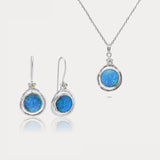 Flower Opal Pendant and Earrings Set