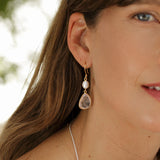 Gold Vermeil Pearl and Rose Quartz Drop Earrings