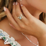 Statement Larimar and Pearl Silver Ring