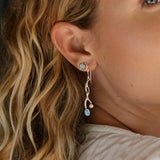 Handmade Dainty Fire Opal Stud Earrings