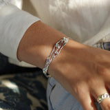 Rainbow Moonstone Silver Bangle