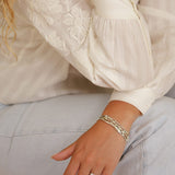 Pearl & Green Amethyst Ring in Sterling Silver with Gold Details
