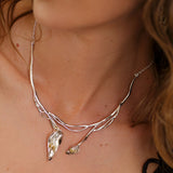 Handmade Sterling Silver Lily Flower Statement Necklace