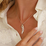 Flowing Silver Pendant with Green Amethyst & Pearl