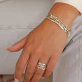 Pearl & Green Amethyst Ring in Sterling Silver with Gold Details