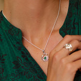 Handmade Circular Emerald Silver Pendant