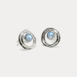 Handmade Sterling Silver Rainbow Moonstone Stud Earrings