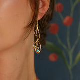 American Turquoise Gold Drop Earrings