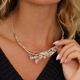 Sterling Silver Gemstone Statement Necklace with Blue Topaz, Amethyst and Iolite