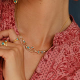 American Turquoise Gold Statement Necklace