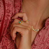 Trio of American Turquoise Gold Ring