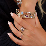 Silver Multi Gemstone Bangle